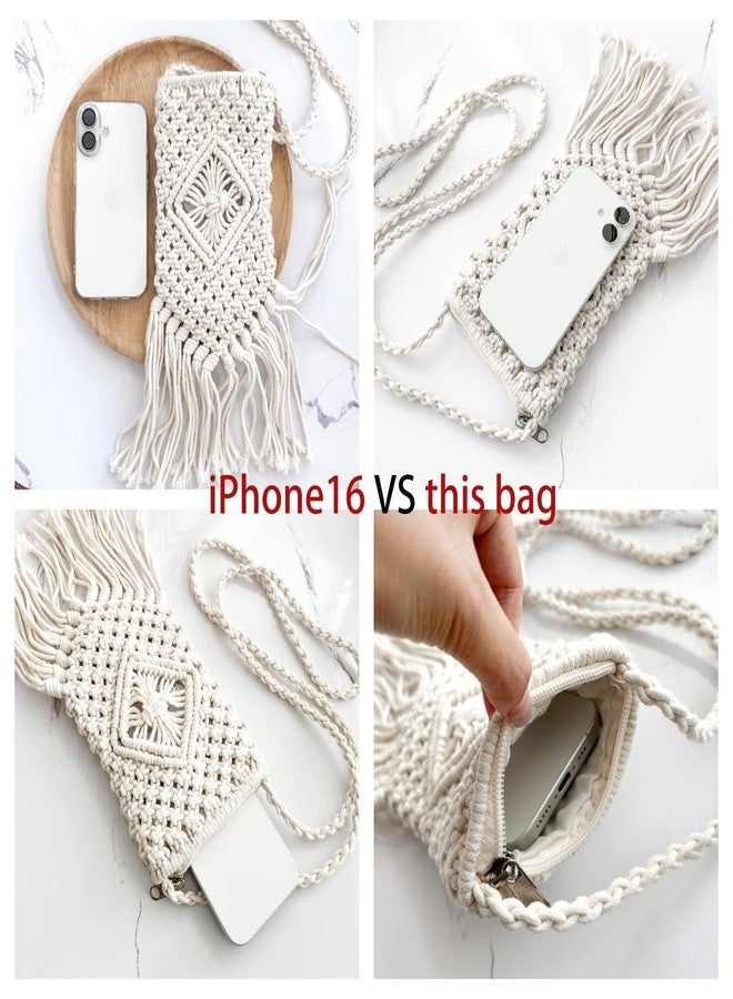 Eiyye Boho Purse Crochet Women's Crossbody Handbags Handmade Purse with Tassel, Lightweight Shoulder Bag Mini Bag(White) - Image 3